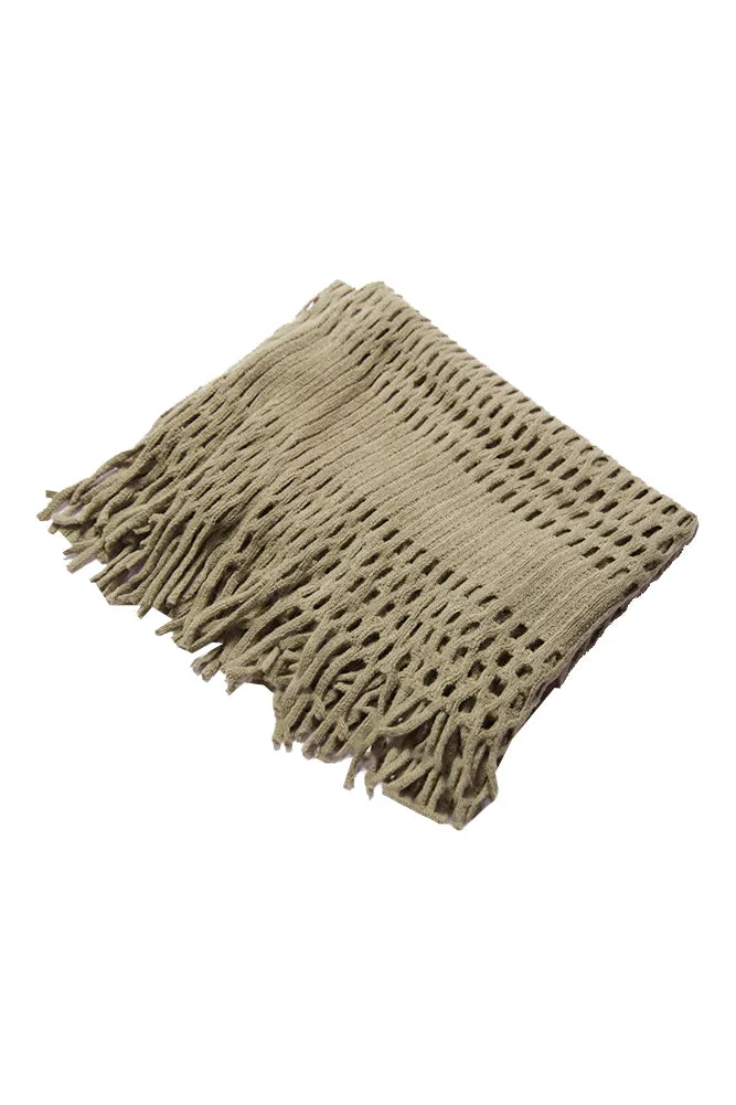 DBFL1 Women's Fringe Knitted Crochet Cutout Infinity Loop Scarf 5 Colors