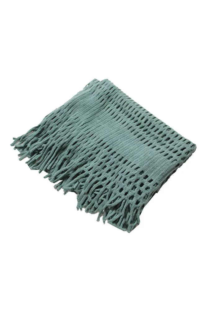 DBFL1 Women's Fringe Knitted Crochet Cutout Infinity Loop Scarf 5 Colors