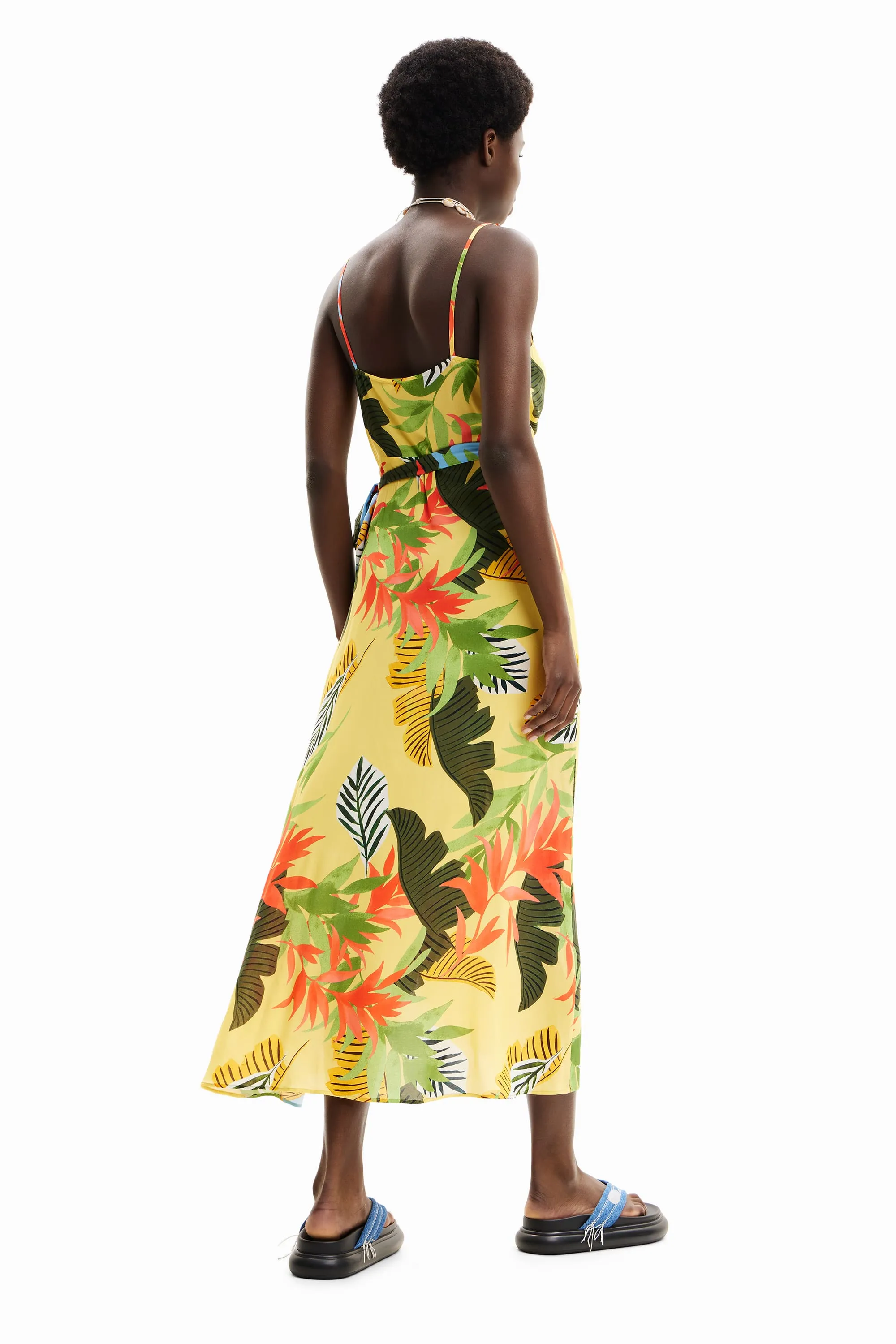 Desigual Tropical Leaves Strappy Wrap Midi Beach  24SWMW13