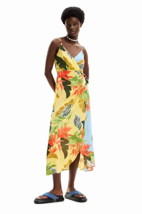 Desigual Tropical Leaves Strappy Wrap Midi Beach  24SWMW13