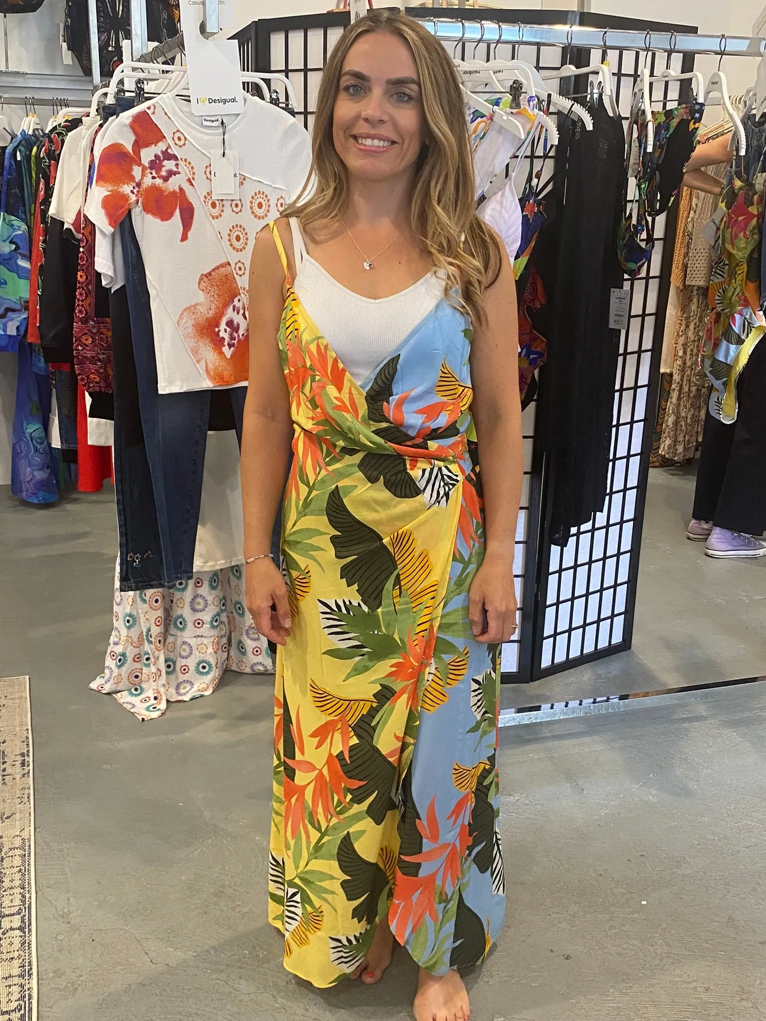 Desigual Tropical Leaves Strappy Wrap Midi Beach  24SWMW13