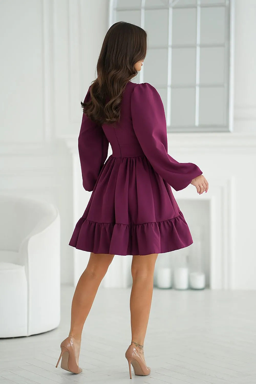 Elegant long sleeves short cocktail dress