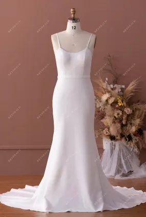 Elegant Straps Scoop Crepe Mermaid Wedding Dress