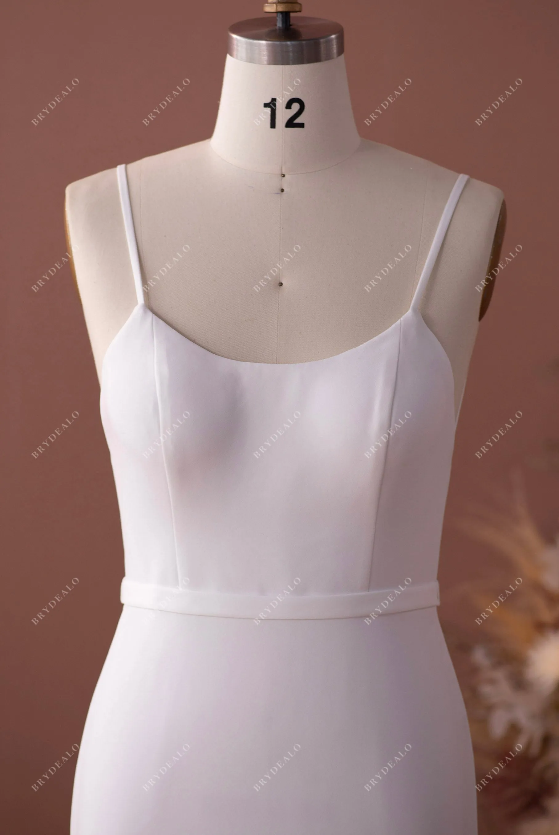 Elegant Straps Scoop Crepe Mermaid Wedding Dress