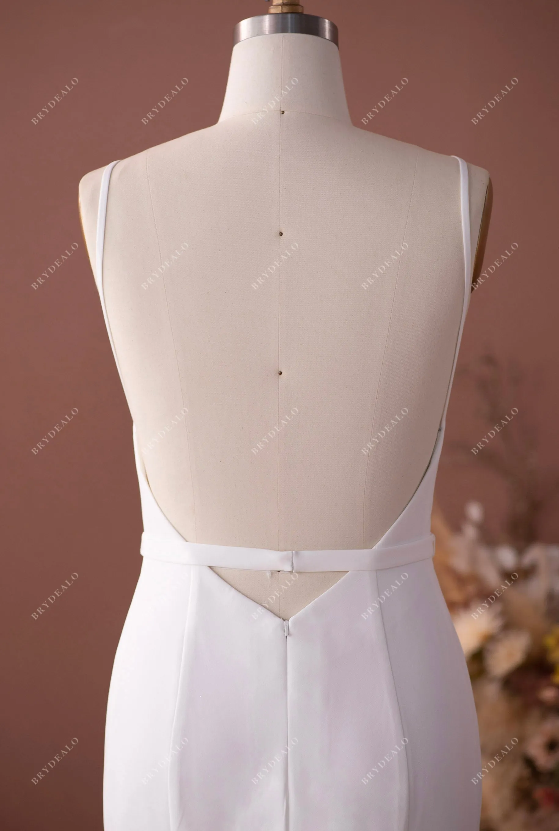 Elegant Straps Scoop Crepe Mermaid Wedding Dress