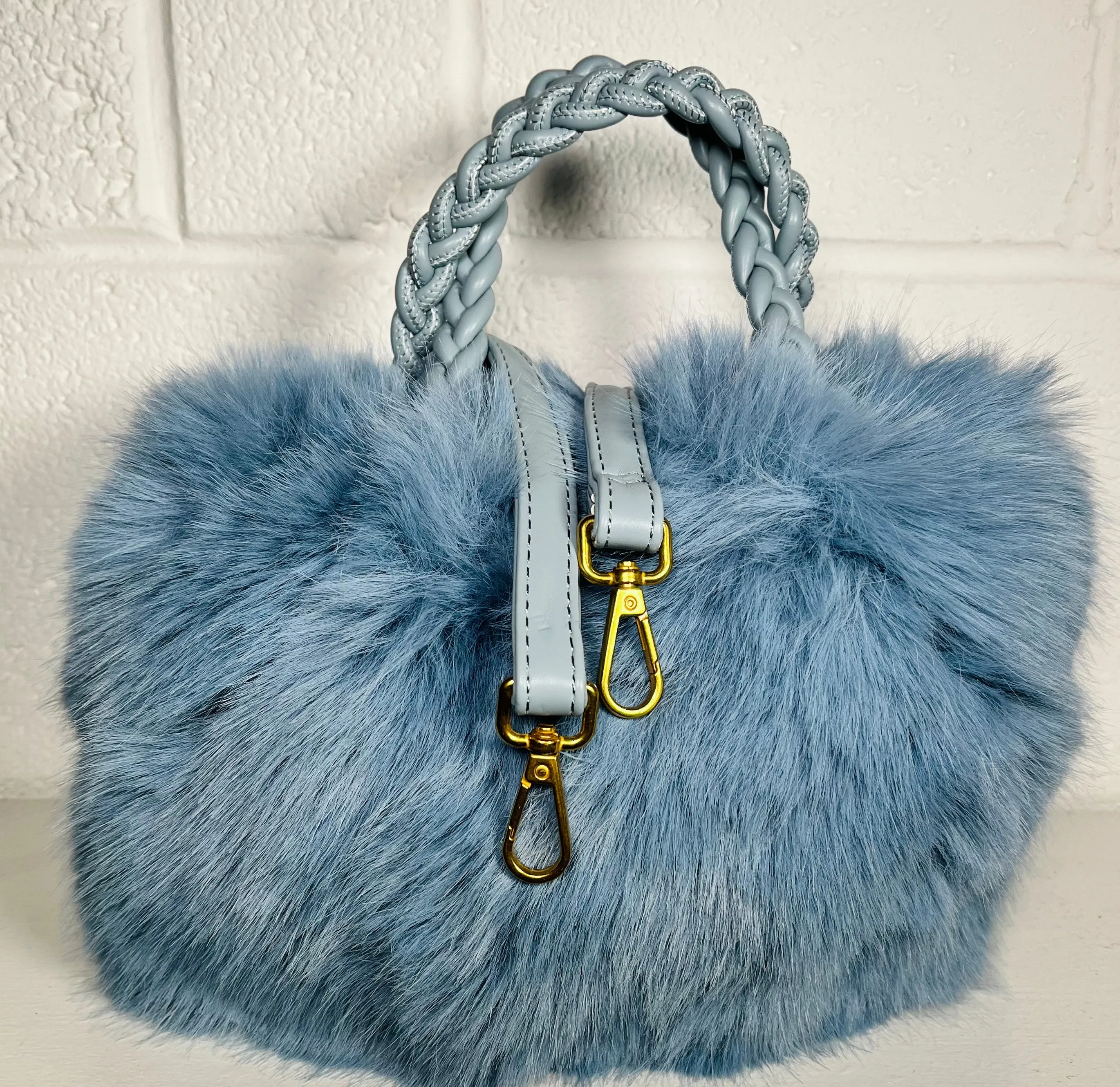 Elvira Faux Fur Grab Bag - Frosty Blue