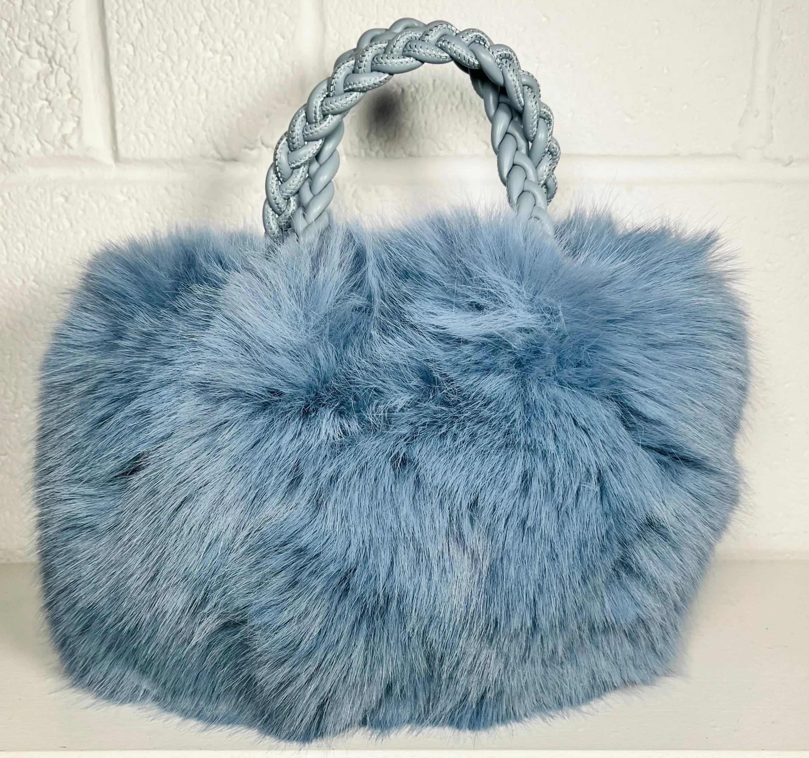 Elvira Faux Fur Grab Bag - Frosty Blue