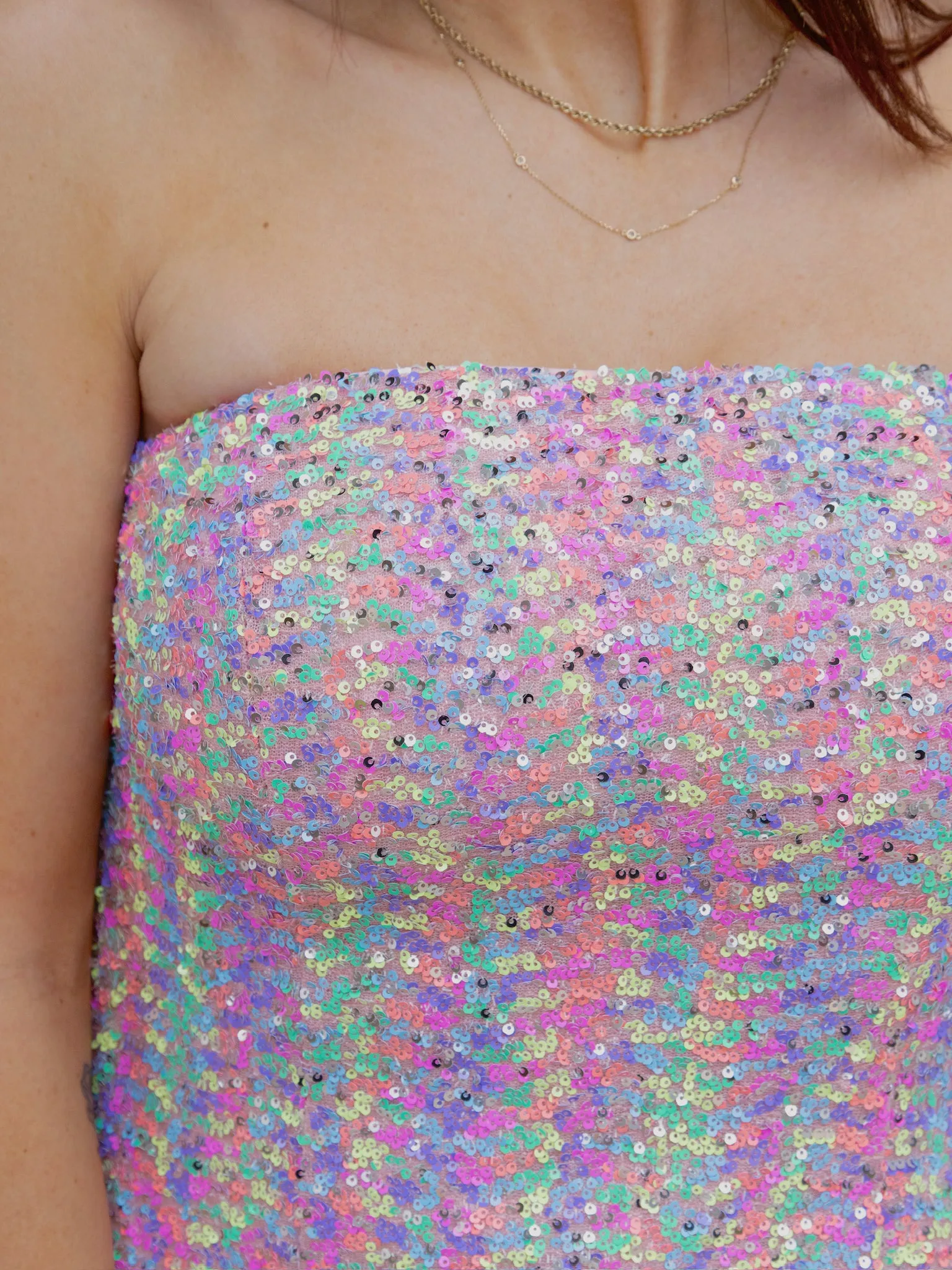 Endless Rose Confetti Sequins Strapless Mini Dress