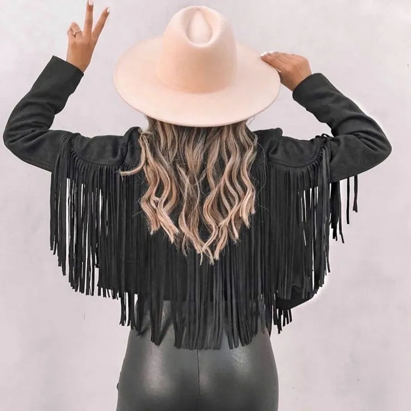 FashionSierra - Turn Down Collar Tassel Coat
