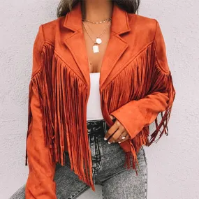 FashionSierra - Turn Down Collar Tassel Coat