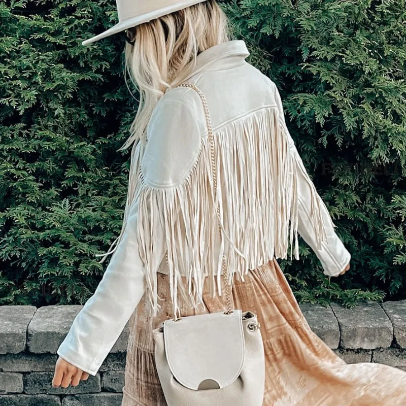 FashionSierra - Turn Down Collar Tassel Coat
