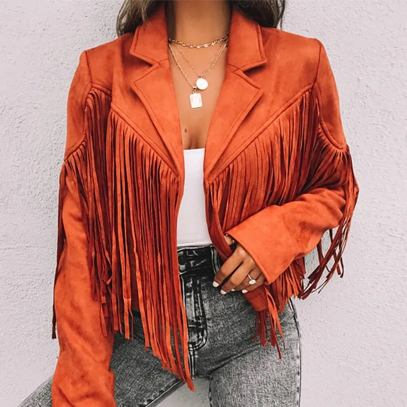 FashionSierra - Turn Down Collar Tassel Coat