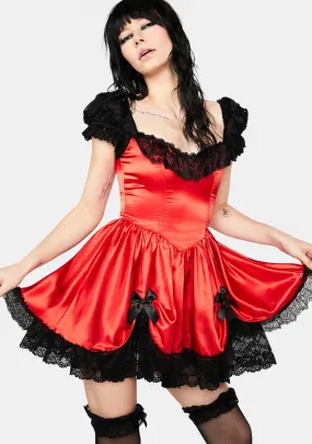 Fiery Bad Meets Evil Satin Mini Dress