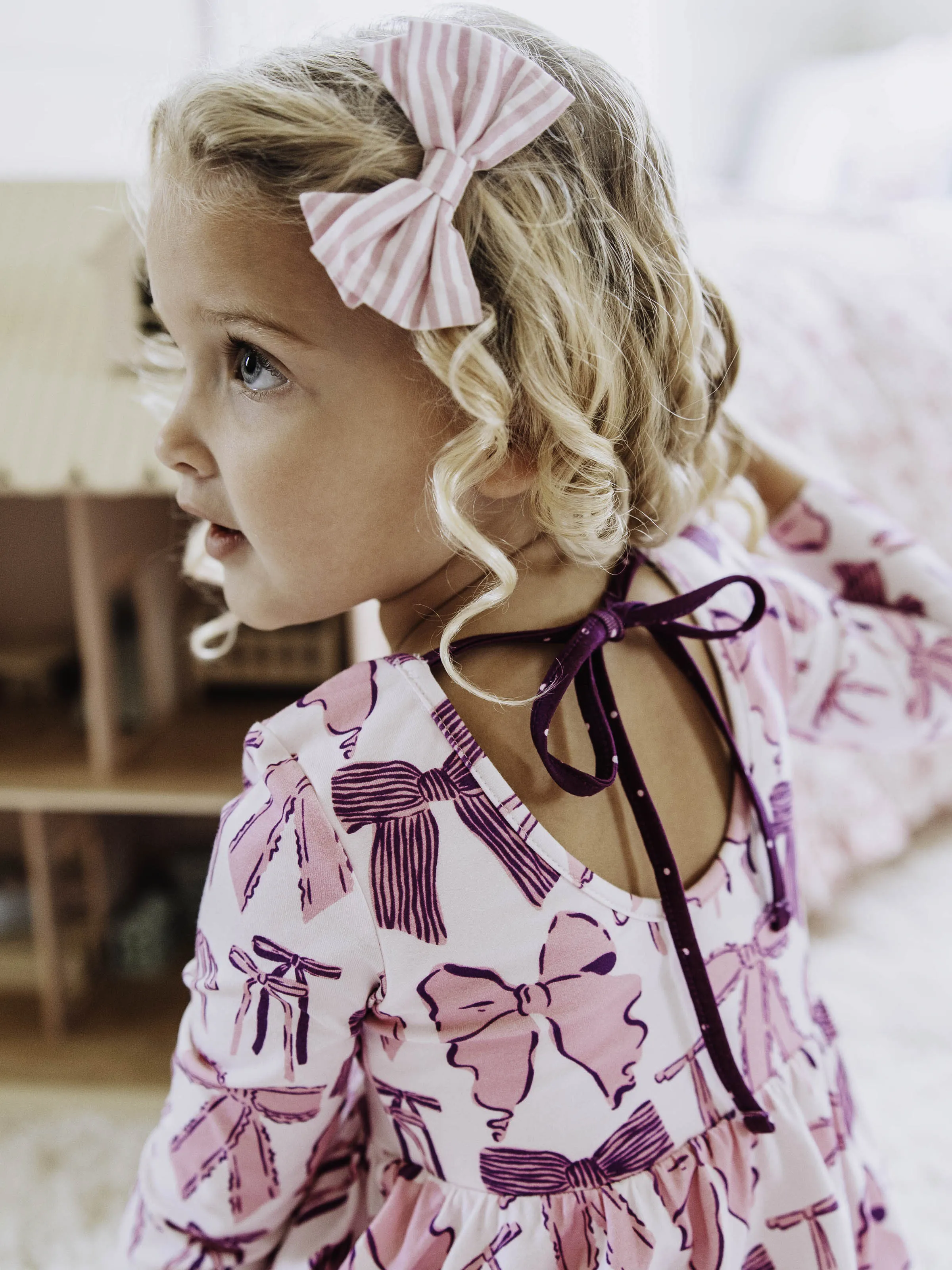Flair Dress - Purple Bows