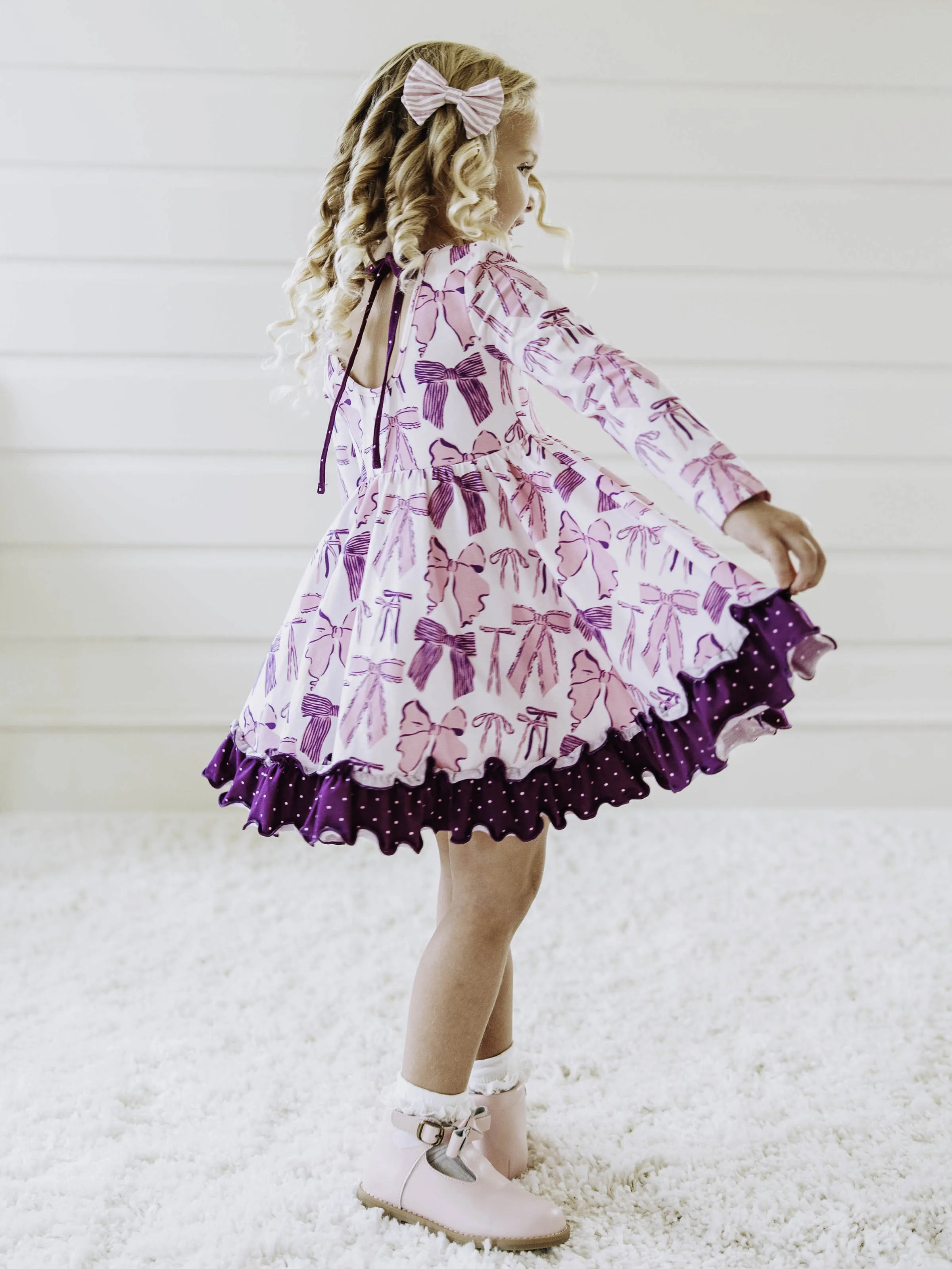 Flair Dress - Purple Bows