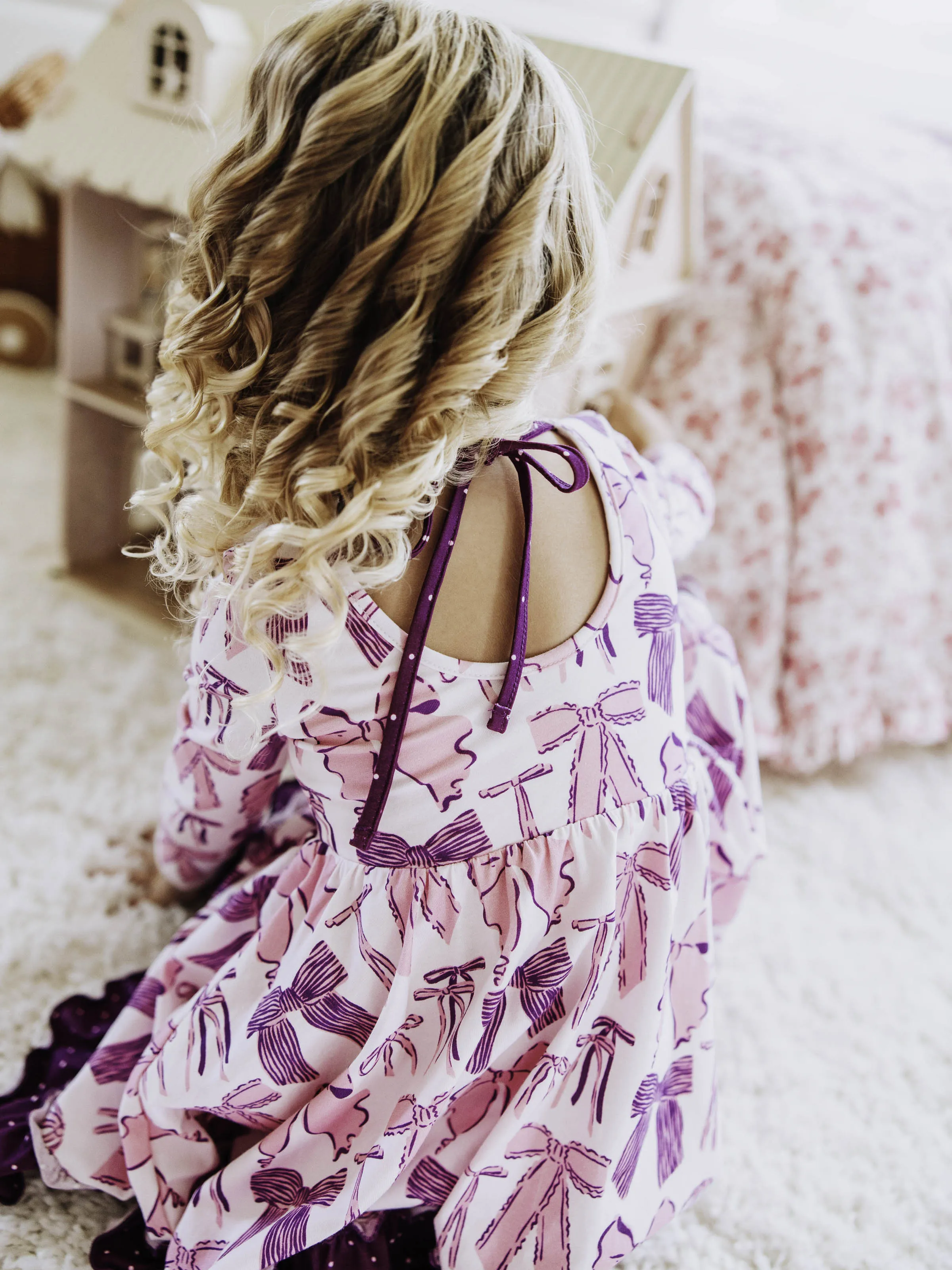 Flair Dress - Purple Bows