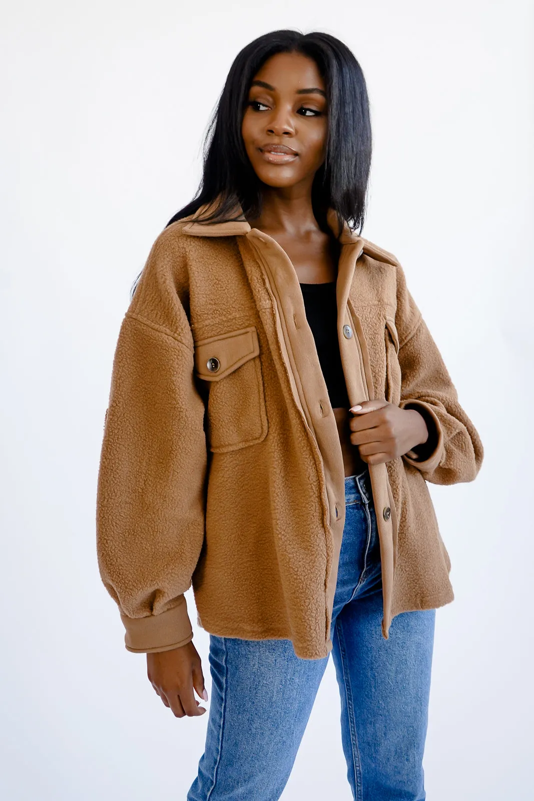 Fleece Drop-Sleeve Jacket