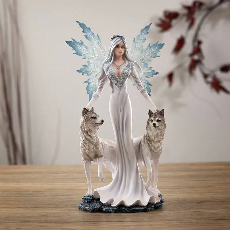 Frost Fairy with Wolves Figurine