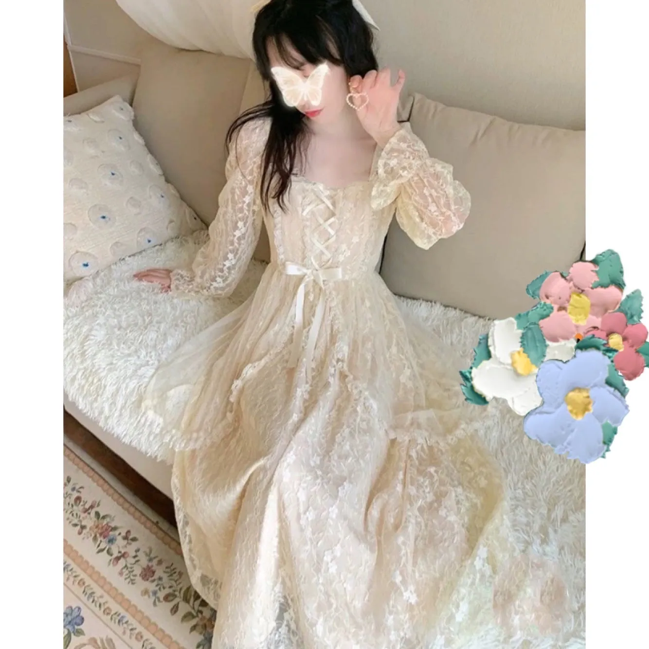 Frosty Garden Spring Fairy Lace Princess Dress
