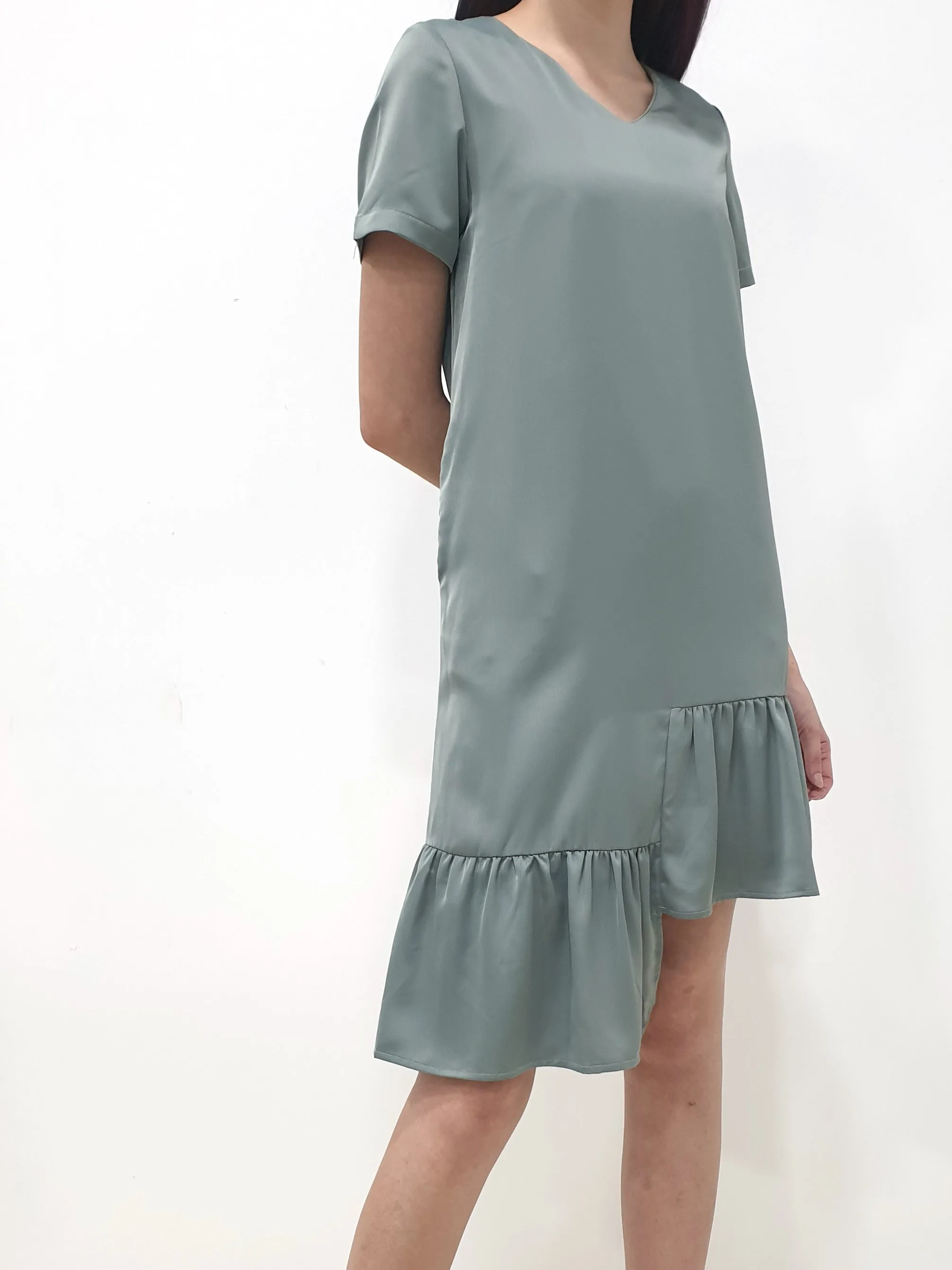 Frosty Hi Low Dress - Green (Non-returnable)