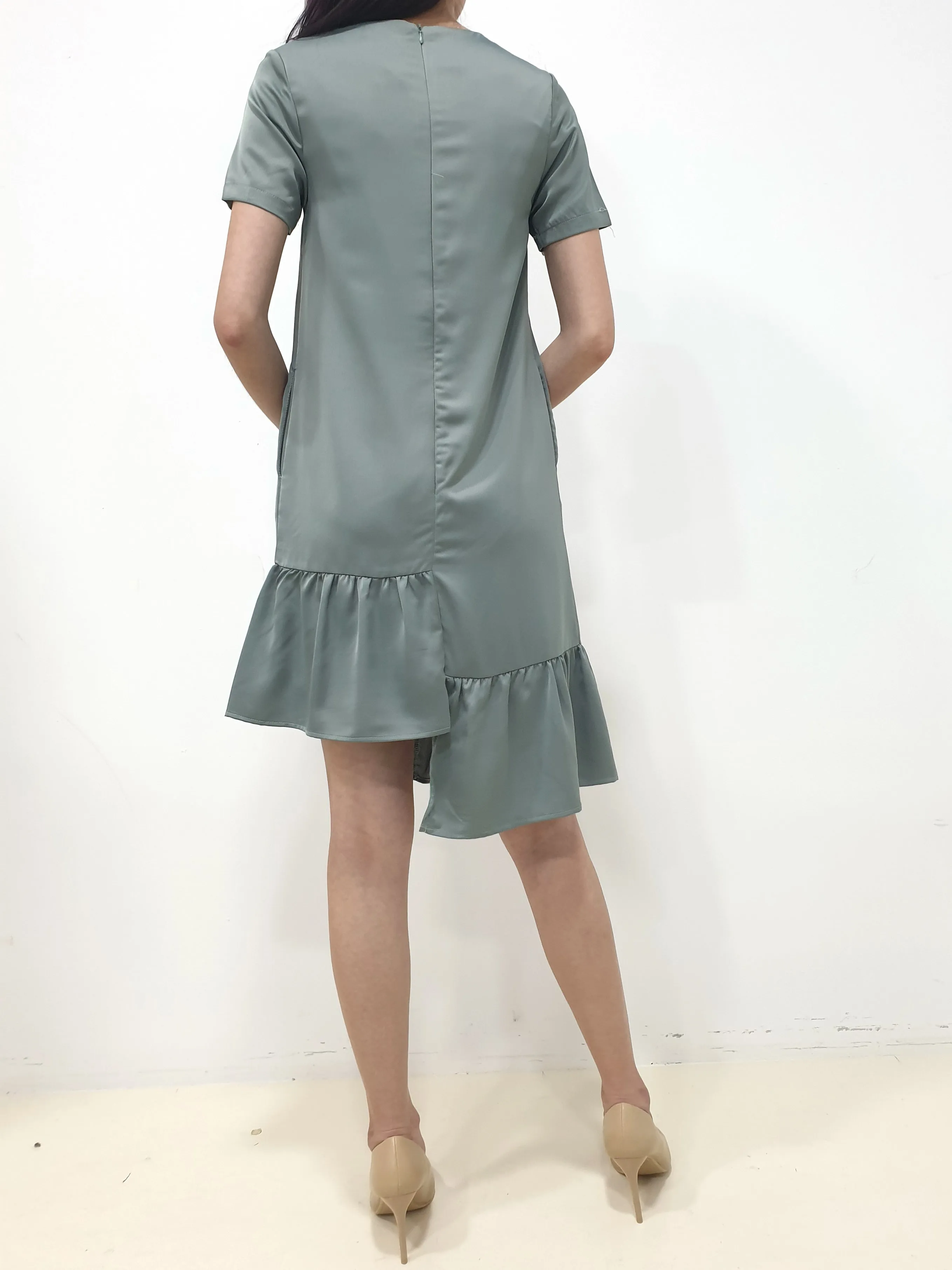 Frosty Hi Low Dress - Green (Non-returnable)