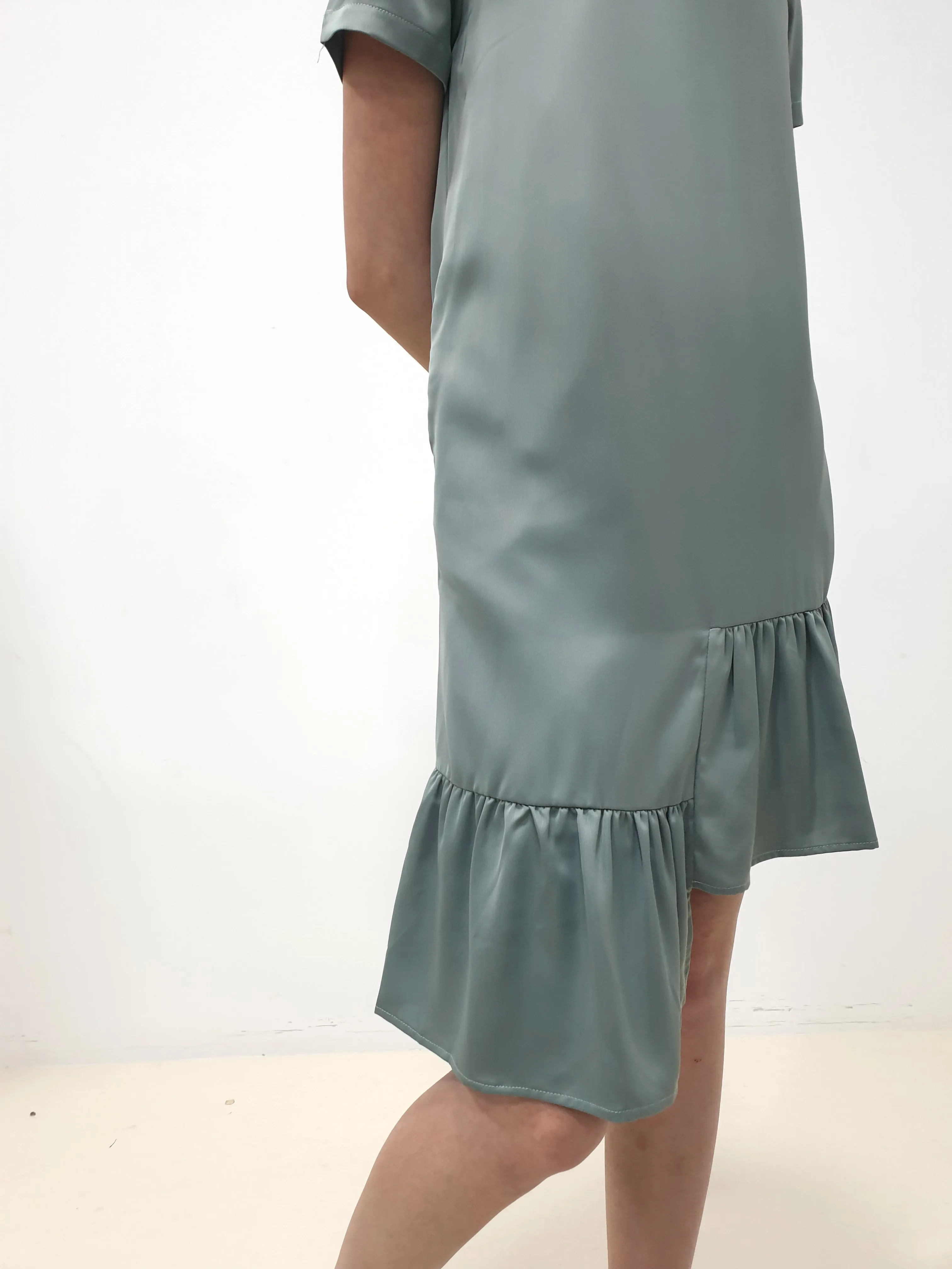 Frosty Hi Low Dress - Green (Non-returnable)