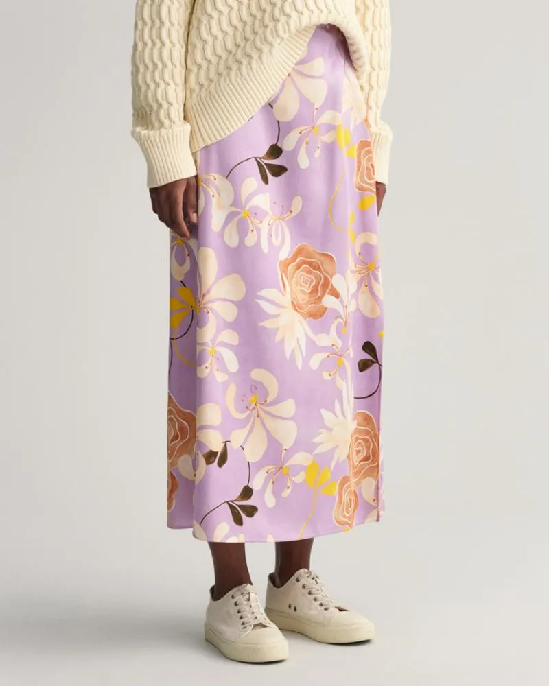Gant Apparel Womens FLORAL PRINT MIDI SKIRT 525/SOOTHING LILAC