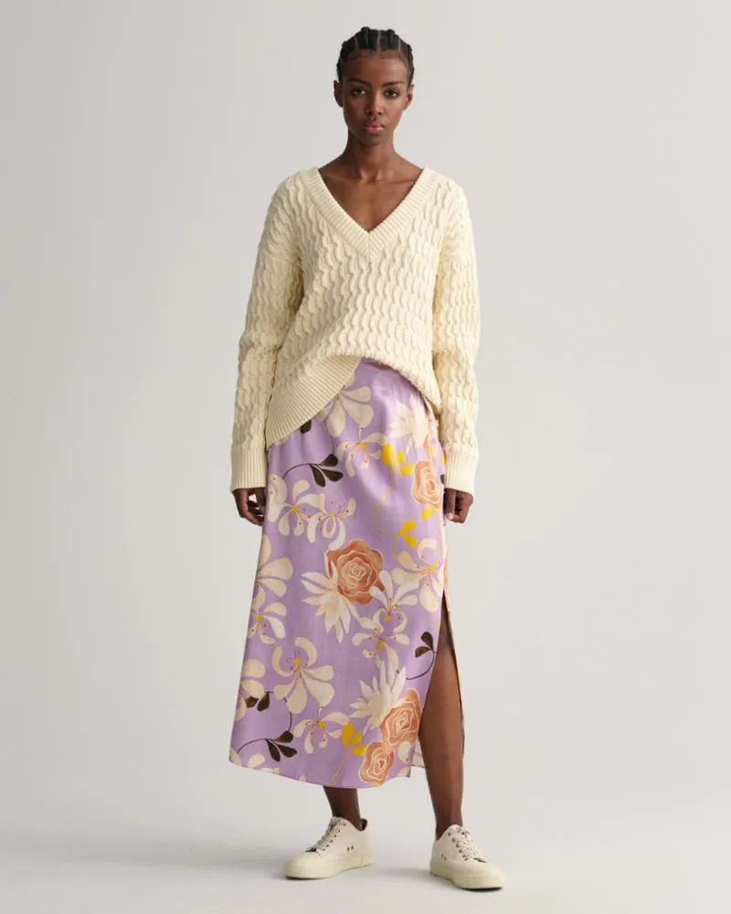 Gant Apparel Womens FLORAL PRINT MIDI SKIRT 525/SOOTHING LILAC