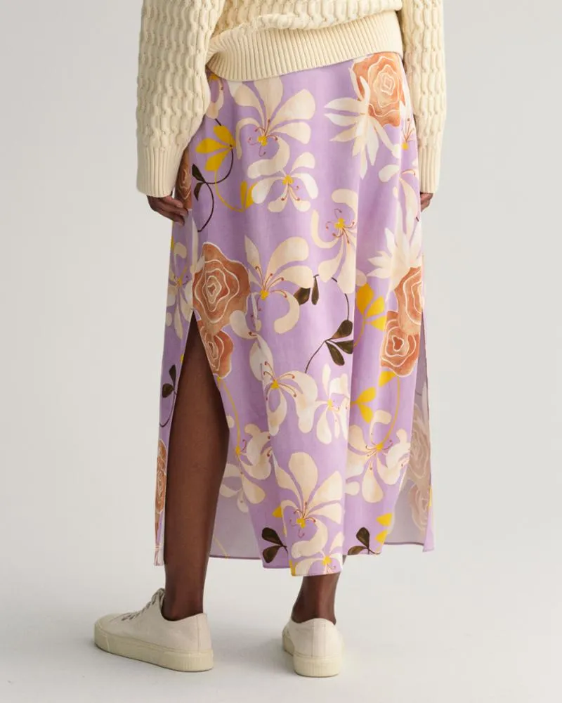 Gant Apparel Womens FLORAL PRINT MIDI SKIRT 525/SOOTHING LILAC