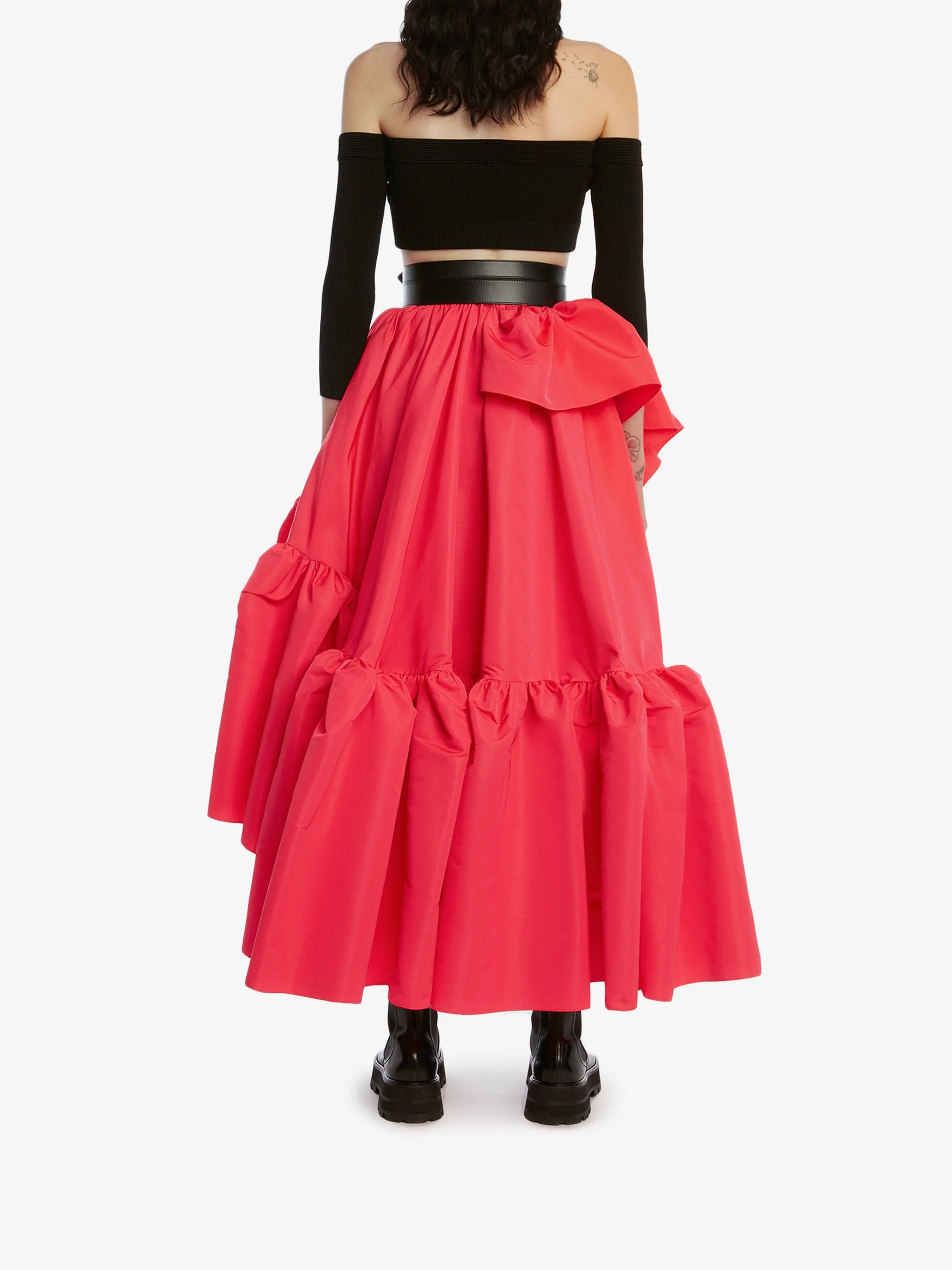 Gather Ruffle Midi Skirt