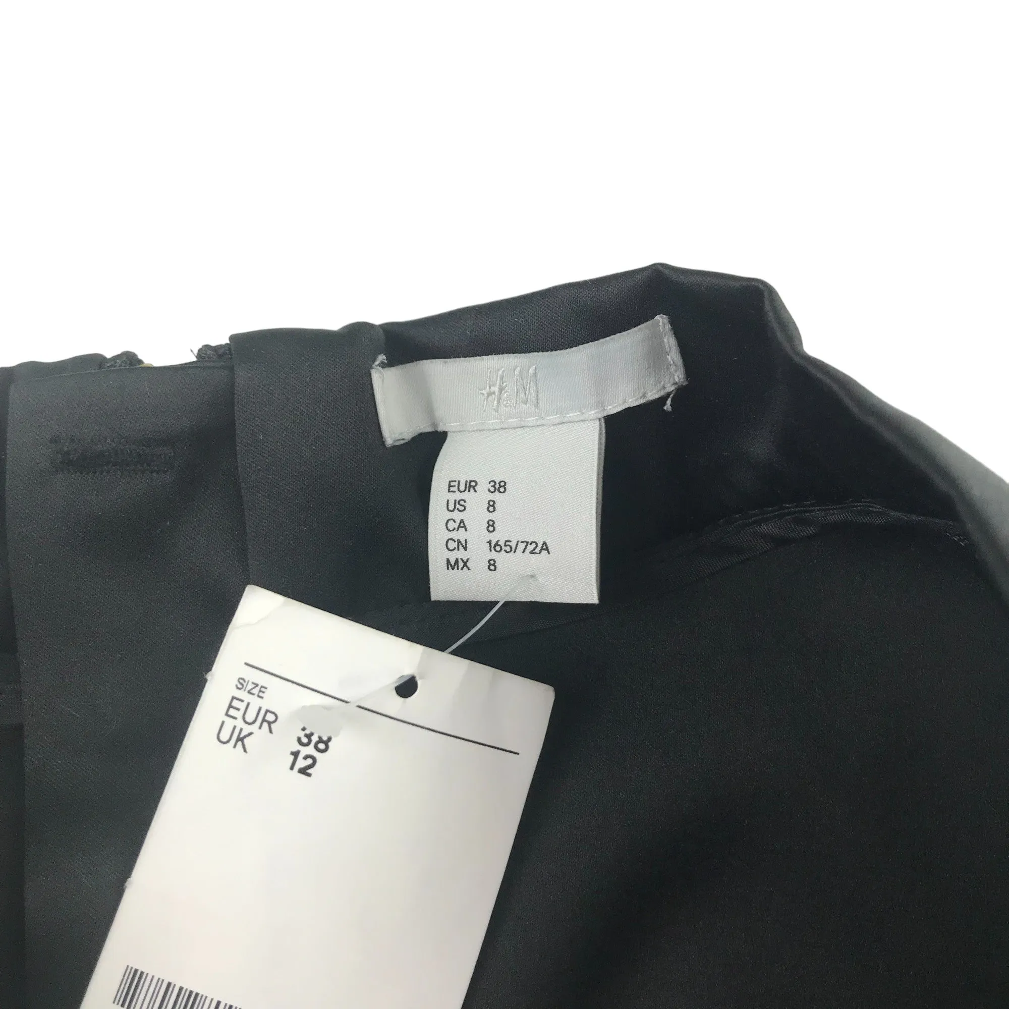 H&M Skirt Adult UK 12 Black Thin Waist band Layered Satiny Material