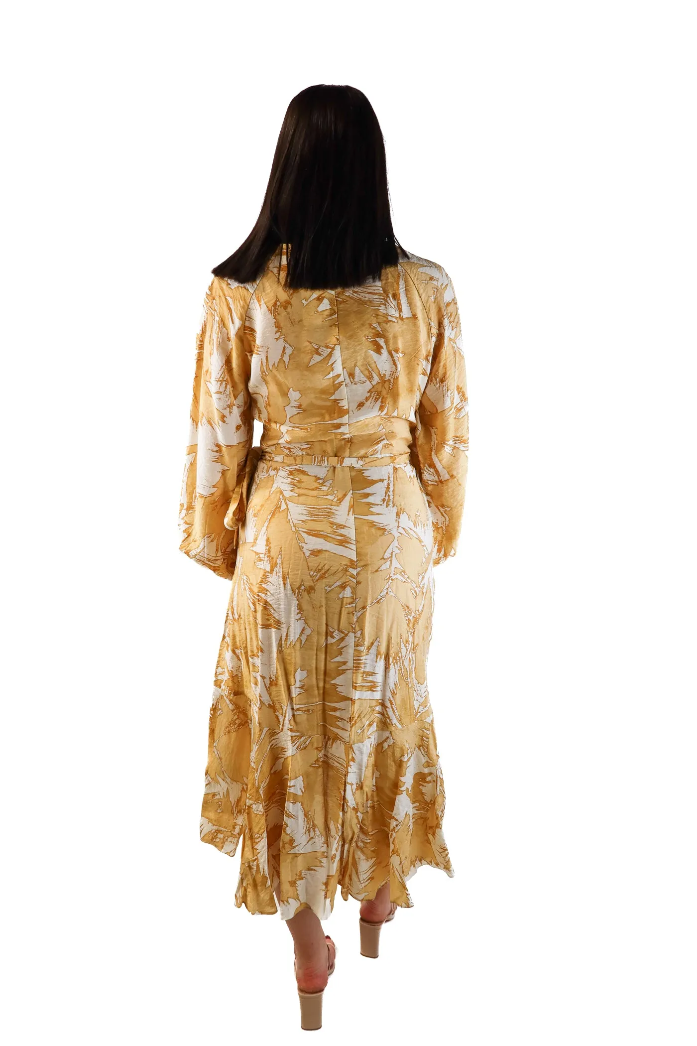 H&M yellow wrap midi dress (s)
