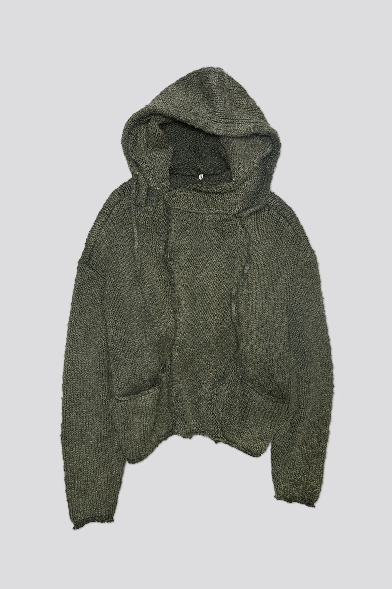 HOODED PARKA CARDIGAN - WASHED OLIVE