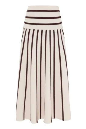 Illuminate Stripe Midi Skirt | Cream / Chocolate