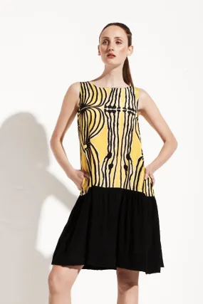 Indigenous Yellow Block Printed Midi Dress