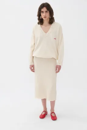 Ivory Knit Midi Skirt