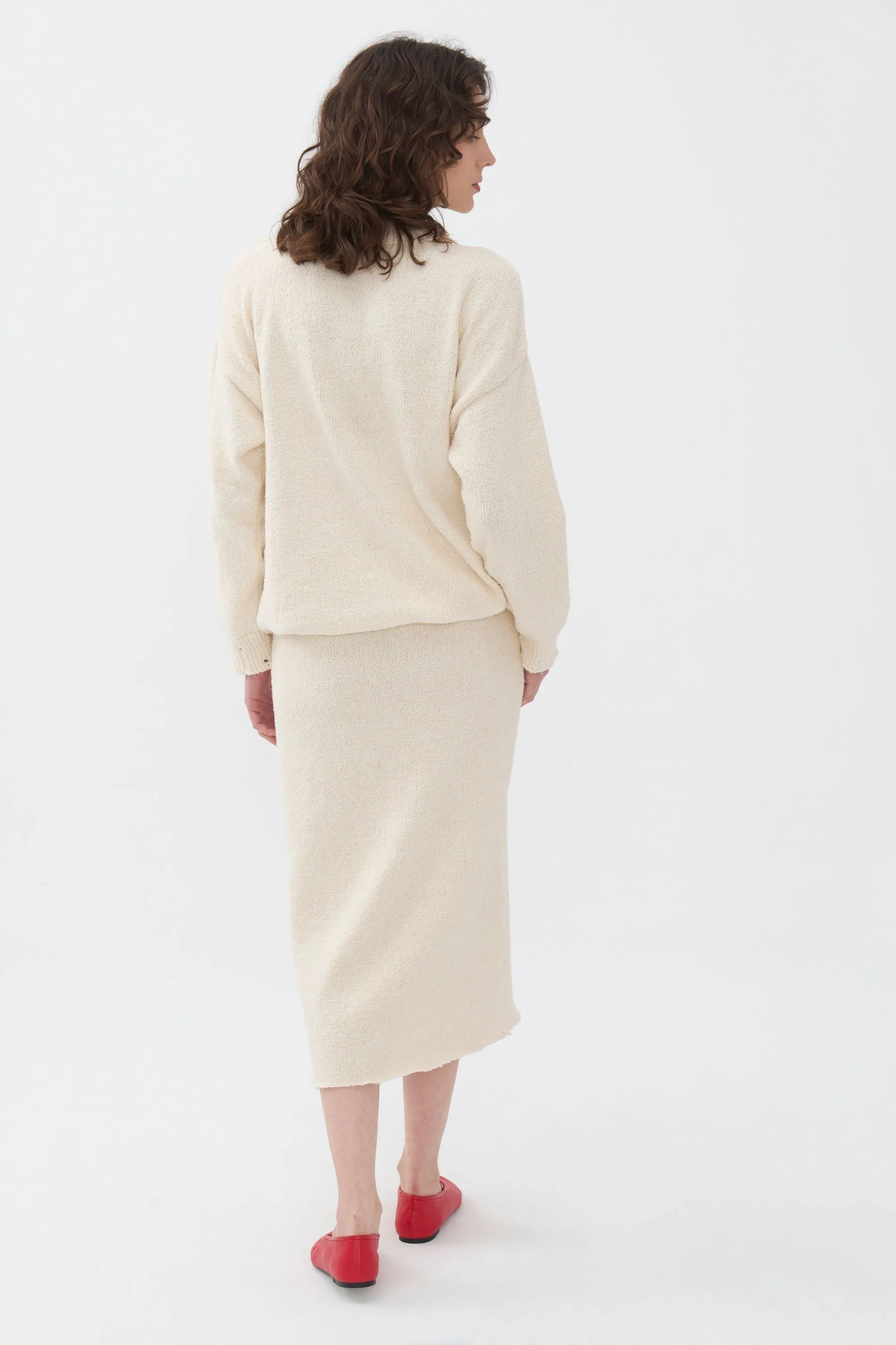 Ivory Knit Midi Skirt