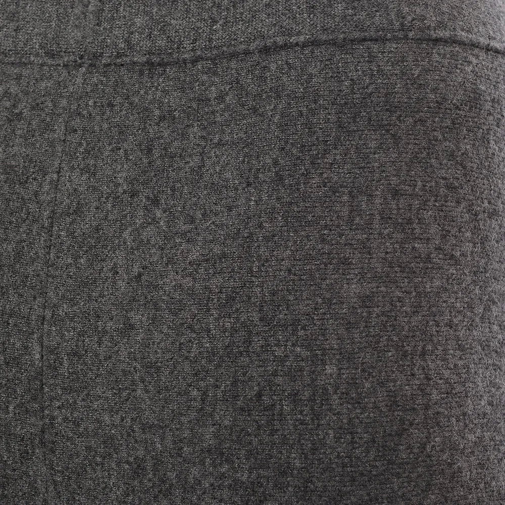 Jil Sander Womens Wool Cashmere Blend Bi Colour Double Face Asymmetrical Midi Knitted Skirt in Grey