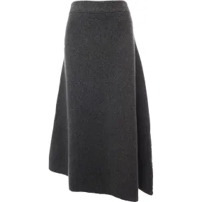 Jil Sander Womens Wool Cashmere Blend Bi Colour Double Face Asymmetrical Midi Knitted Skirt in Grey