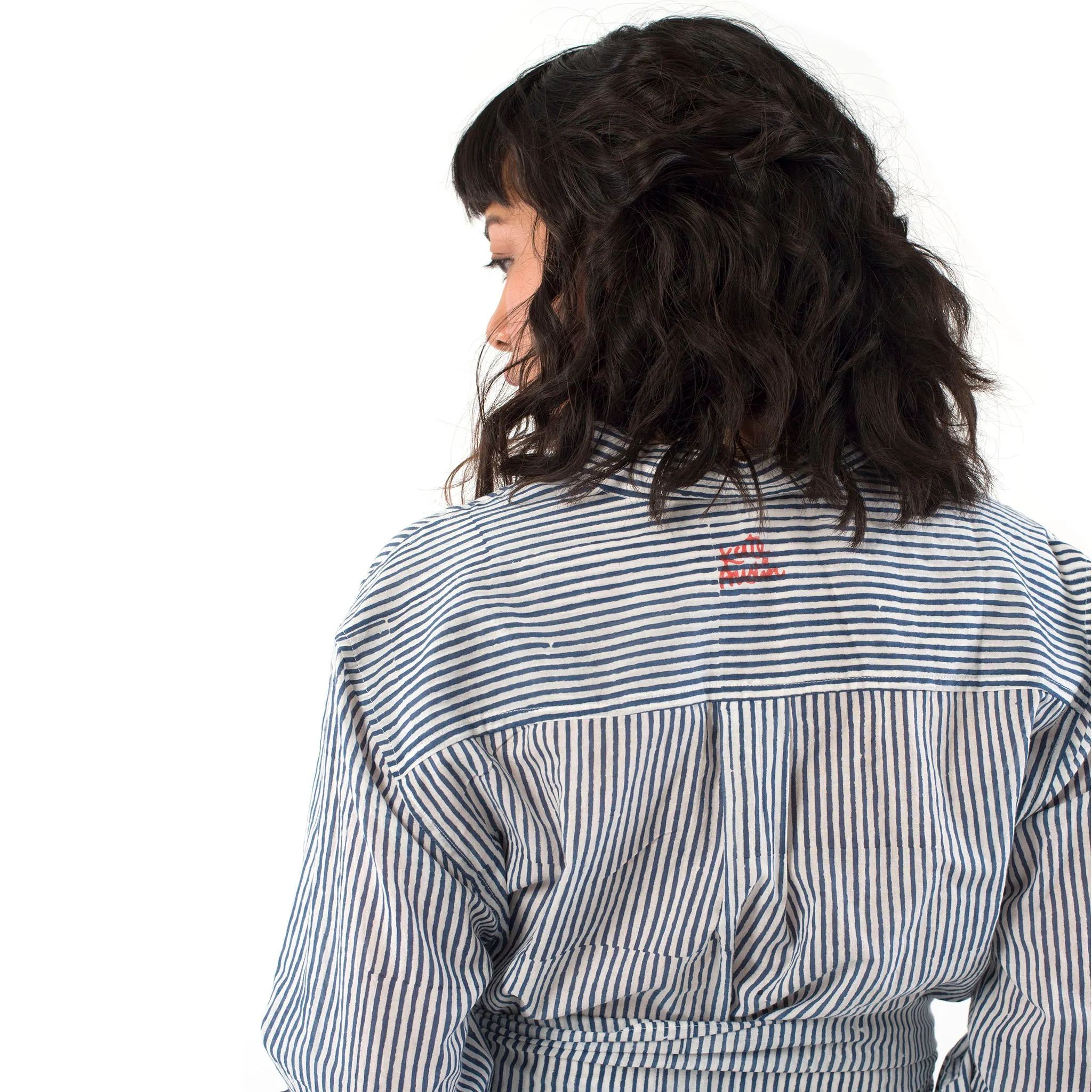Katherine Shirt Dress in Navy Classic Stripe