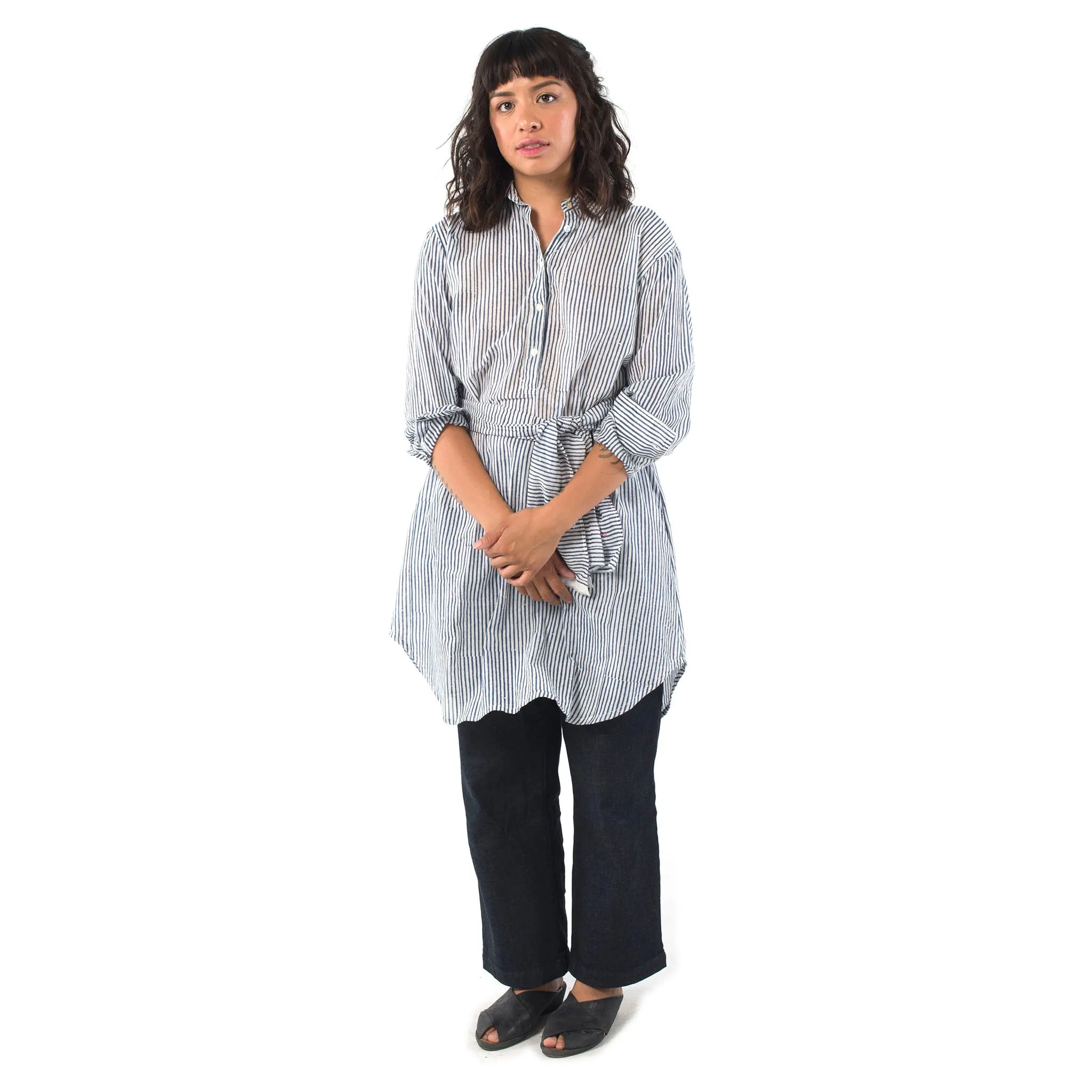 Katherine Shirt Dress in Navy Classic Stripe