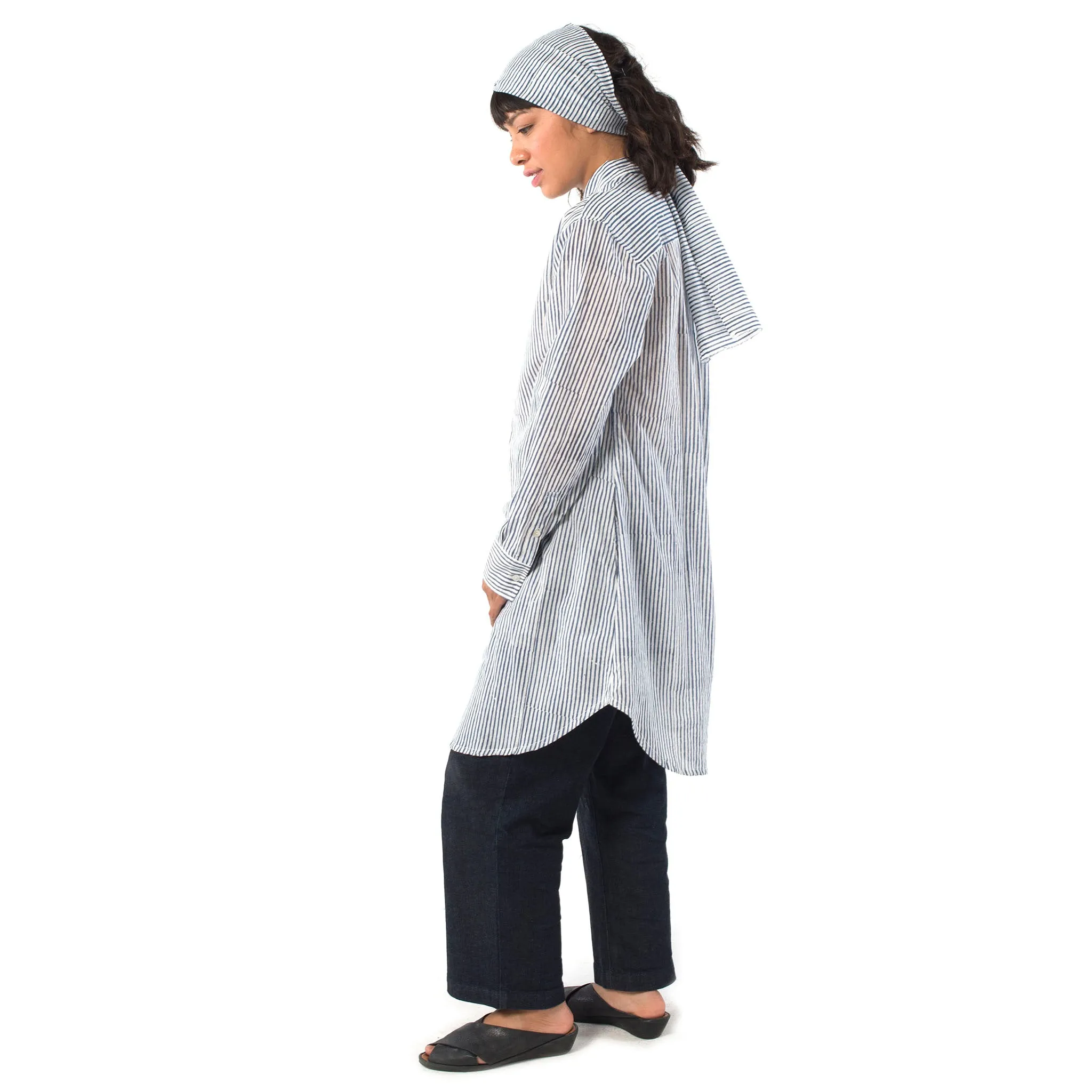 Katherine Shirt Dress in Navy Classic Stripe