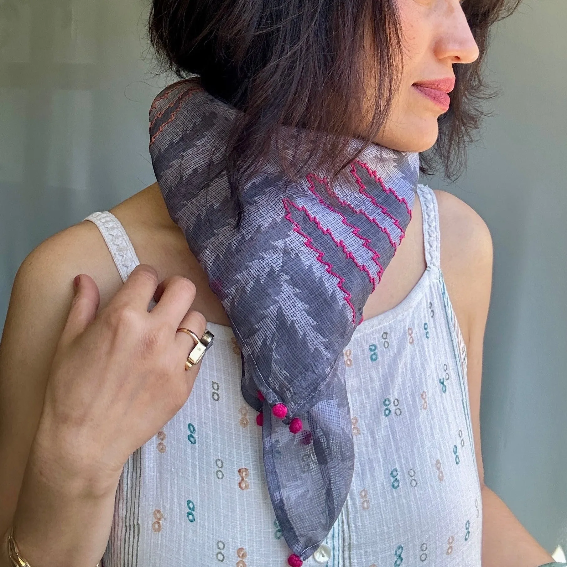 Kota Silk Temple Border Scarf