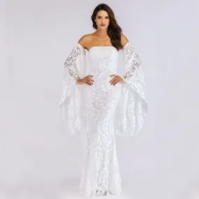 Lace Dress with Detach Trumpet Sleeves