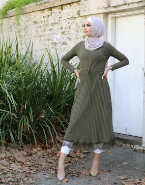 Lace Hem Rib Dress