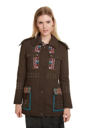 Lena Ethnic Embroidered Parka Jacket Desigual Style 19WWEW89
