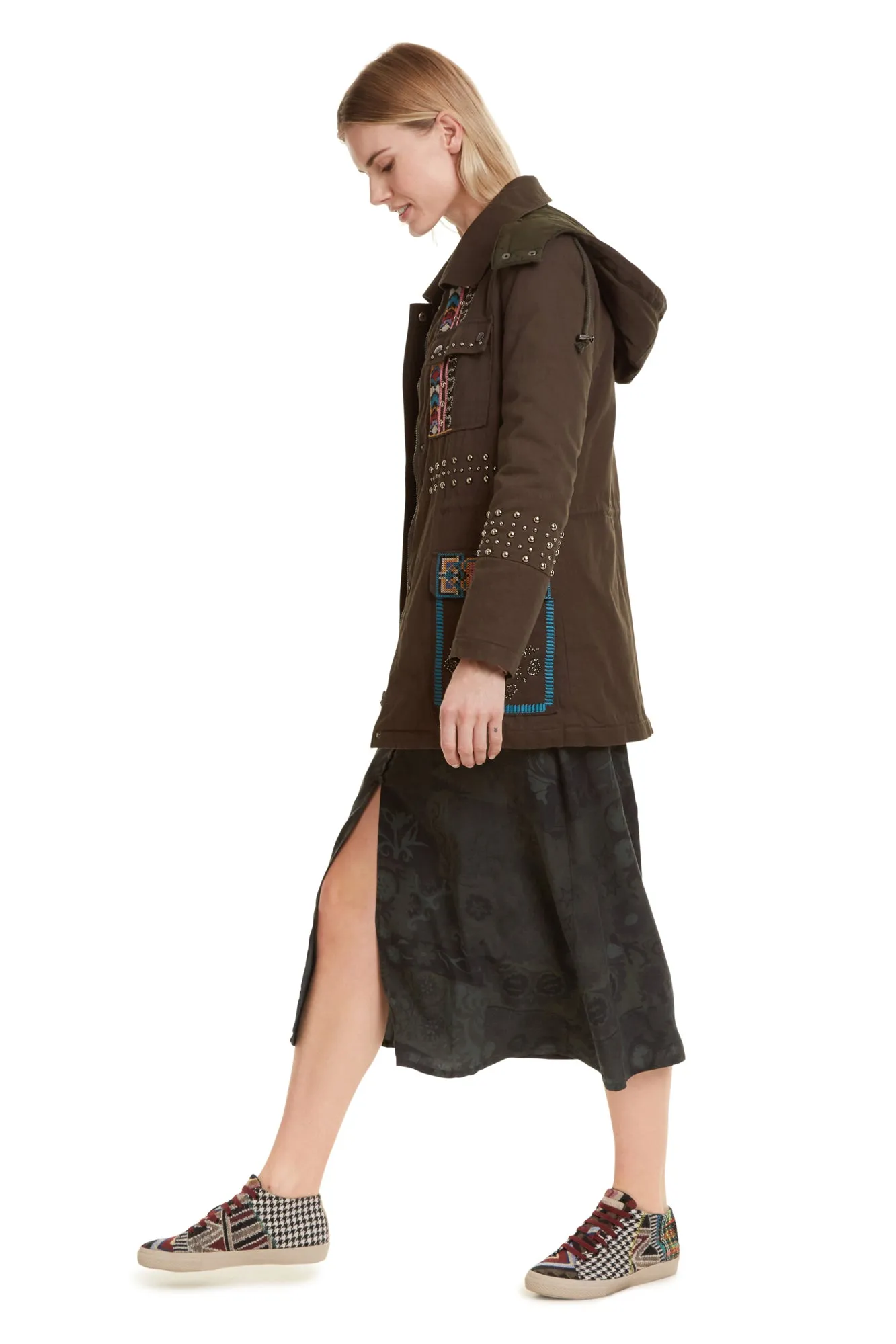 Lena Ethnic Embroidered Parka Jacket Desigual Style 19WWEW89
