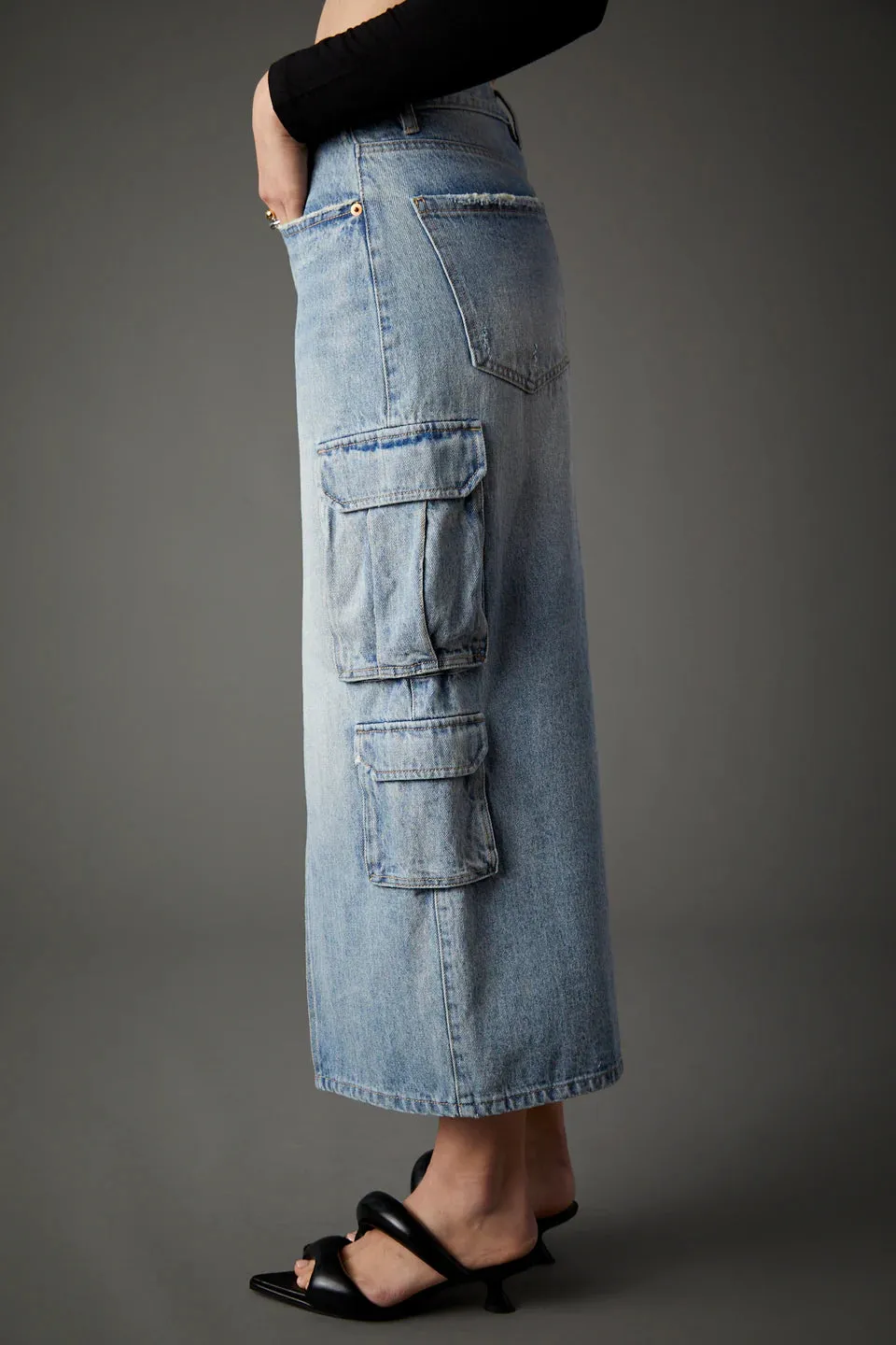 Major General Denim Midi Skirt