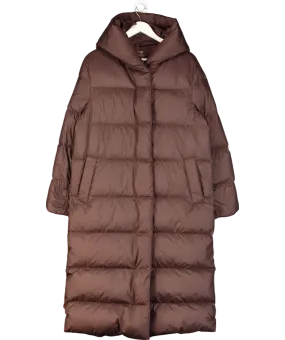 M&S Brown Dark Chocolate Feather And Down Longline Puffer Coat UK 12