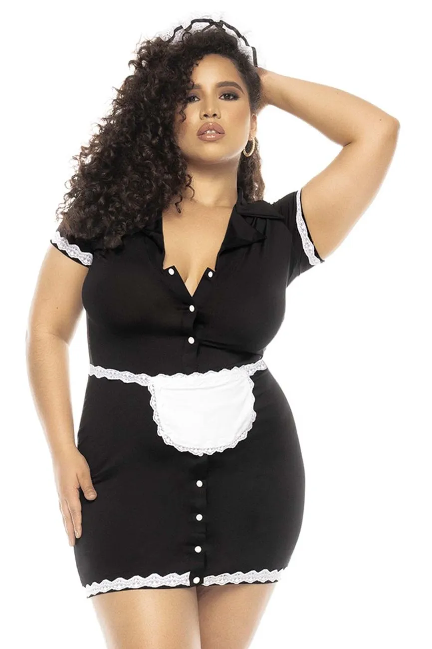 Mapale 60021X Curvy Size Flirty French Maid Costume Plus Color Only Color
